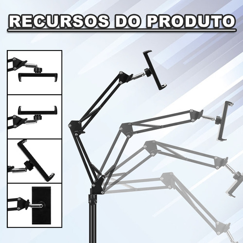 Suporte Articulado Chão Para Celular 360°tablet Ajustável