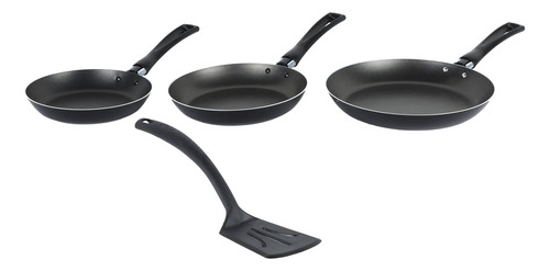 Juego De Sartenes Negro Antiadherente Duraflon Aluminio