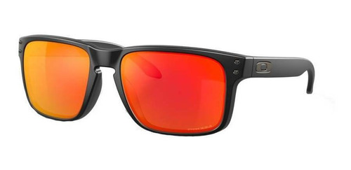 Anteojos de sol polarizados Oakley Holbrook Standard con marco de o matter color polished black, lente ruby de plutonite prizm, varilla polished black de o matter - OO9102