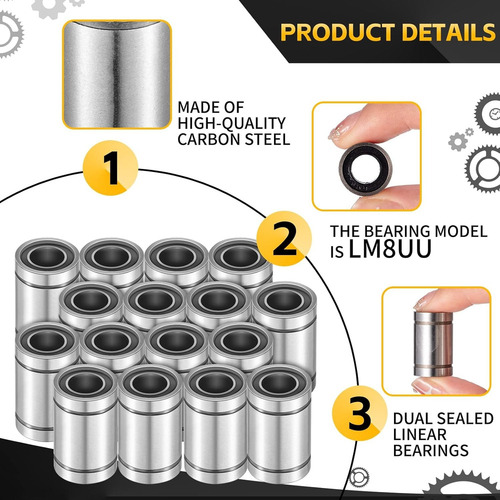 . Rodamiento De Bolitas Del Movimiento Linear 10pcs Lm8uu