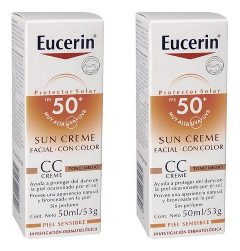 Eucerin Protector Solar Sun Creme Cc Tono Medio 2pz