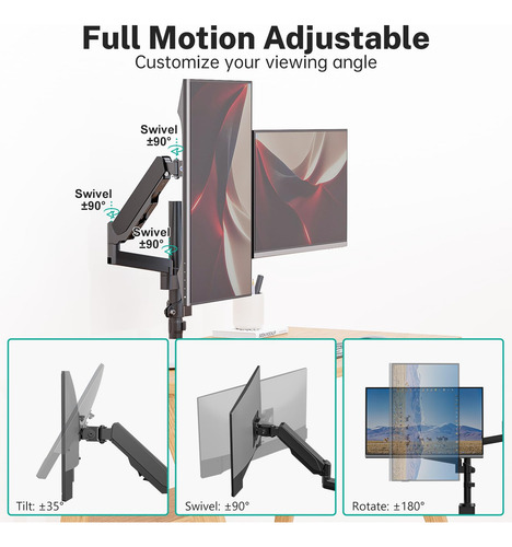 Soporte De Escritorio Para Monitor Lcd Dual Hasta 32 Pulgada
