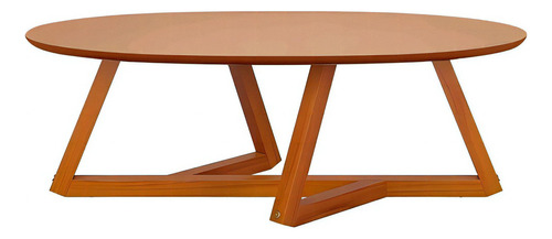 Mesa de centro ovalada clásica para sala de estar con patas de madera maciza, color madera natural