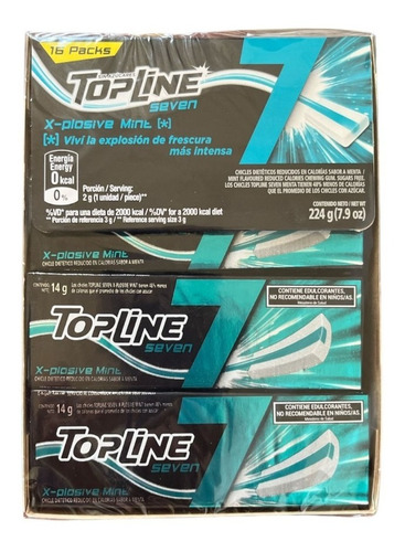 Chicle Topline Seven Menta 16 Packs X14gr Golosina Mayorista