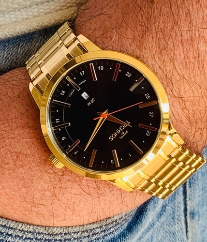Relógio Technos Masculino Dourado Performer Racer