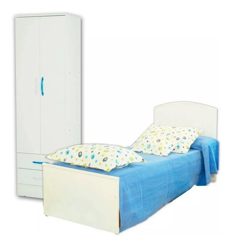 Combo Dormitorio Placard 2 Pta+ Cama 1 Pz Cuotas Sin Interes
