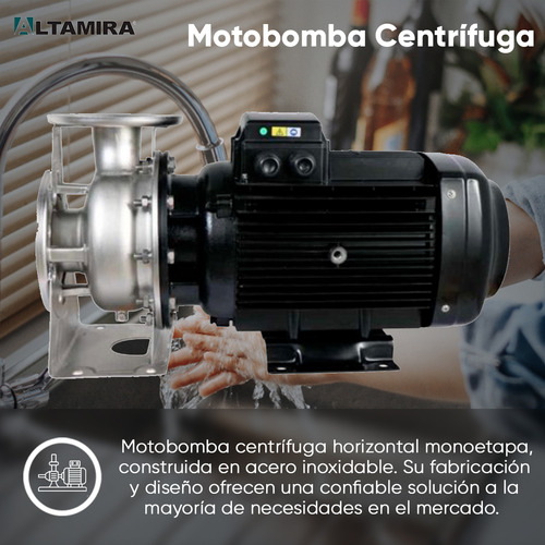 Altamira Bomba De Agua 7.5 Hp Centrífuga Horizontal Monoblock 3 F 230/460v Cuerpo Hidráulico Impulsor Cerrado Acero Inoxidable 2 A 20 Mca Gasto De 1841 Lpm A 12 Mca 1050 Lpm A 20 Mca Flux24-7.53234