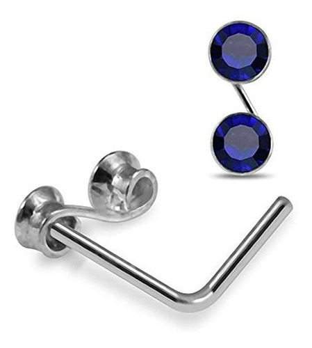 Aros - Dark Blue Gem S Shaped 925 Sterling Silver 22 Gauge L