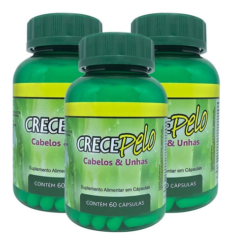 Kit 03 Cresce Pelo Cabelos E Unhas 60 Capsulas - Crecepelo