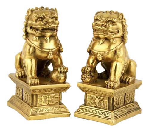 2 Figuras De Leones Guardianes De Perros Fu, 9cmx6cmx16cm