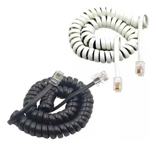 Cable Rulo Espiral Linea Telefono 4 Metros Rj9 Bl O Ng