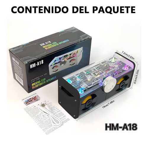Bocina Bluetooth Portátil Altavoz Subwoofer Speaker Negras Con Rgb Led Altavoces Para Computadora Con Auxilia Tf Usb