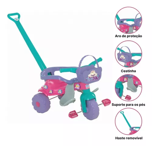 Motoca Triciclo Magic Toys Tico Tico Suporte Pés Brinquedo - Rosa - Rosa