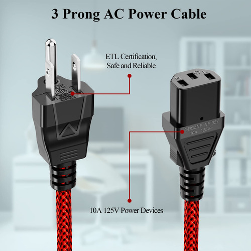 Cable De Alimentación Goalfish 3m Nema 5-15p A C13 10a 125v