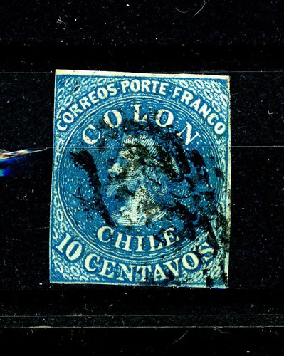 Sellos Postales De Chile. Primera Emisión, N° 2, Año 1853.