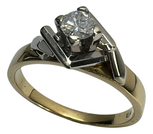 Anillo De Compromiso Oro Con Diamante Natural 0.20ct