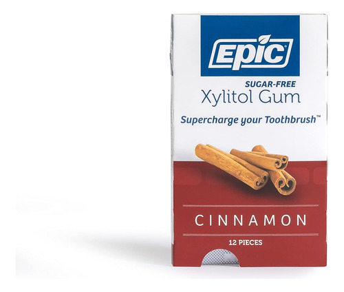 Epic Gum Sin Aspartame 100% Xylitol Canela Sin AzĂșcar 12 Pz.