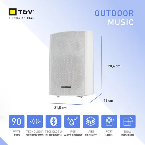 Parlante Thonet & Vander Outdoor Speaker Fleck 9 2GEN portátil con bluetooth waterproof blanco