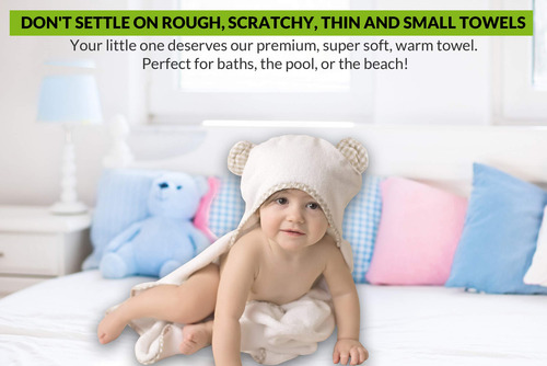 Premium Hooded Baby Towel And Washcloth Set - Choose Beige B