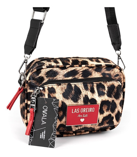 Imagen 1 de 6 de Cartera Bandolera Mujer Las Oreiro Animal Print Simil Cuero