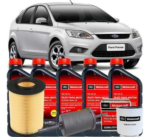 Kit Revisão Troca De Óleo 5w30 100% Sintetico Cada 10000km - Ford Novo Focus 2.0 16v Duratec 2009 2010 2011 2012 2013