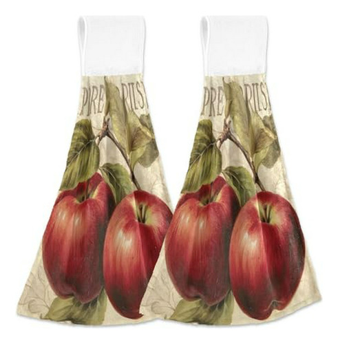 Set 2 Toallas Colgantes Manzanas Para Cocina Y Baño