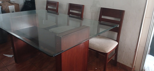Mesa De Madeira Com Vidro + 6 Cadeiras R$600vendo Mesa D