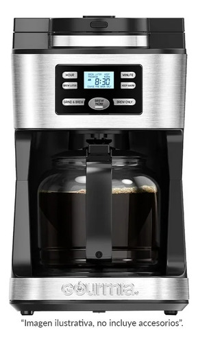 Cafetera Con Molino Integrado Gourmia 12 Tazas Negra Color N Plata