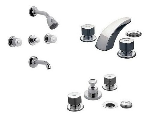 Imagen 1 de 10 de Combo Baño Grifería Fv Arizona Kit Ducha Lavatorio Bidet