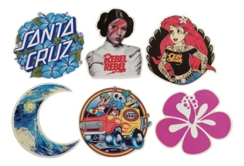 39 Calcomanías 10cm Santa Cruz Vans Star Wars Rip Curl Luna