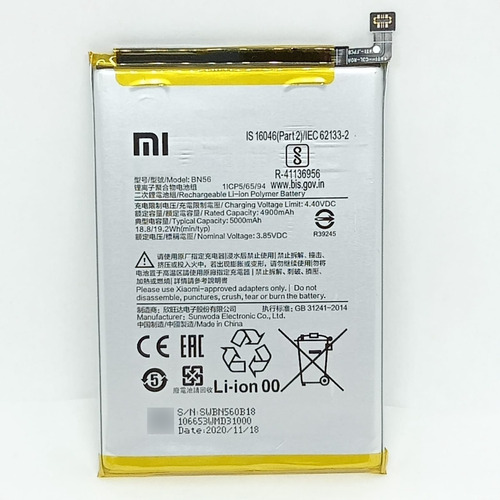 Pila Bateria Interna Xiaomi Bn56 Redmi 9a / 9c Original