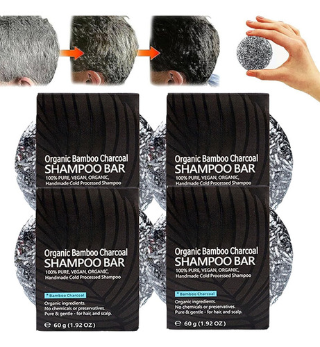 Jabón De Carbón De Bambú Orgánico Regenerador De Cabello Neg