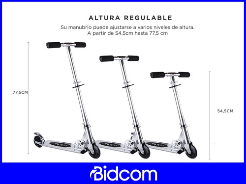 Imagen 2 de 4 de Monopatin Aluminio Gadnic Plegable Ruedas Siliconadas Frenos Color Gris