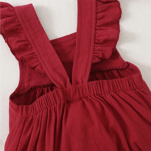 2pcs Mameluco Verano Tierno De Tirantes Bebé 0-9 M Con Gorro Bordó 6-9 M Geométrico