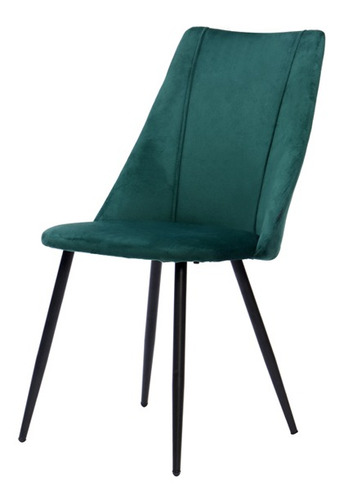 Silla Tess Tapizada En Pana Verde Inglés Con Patas Negras De Emuebles, 1 Unidad