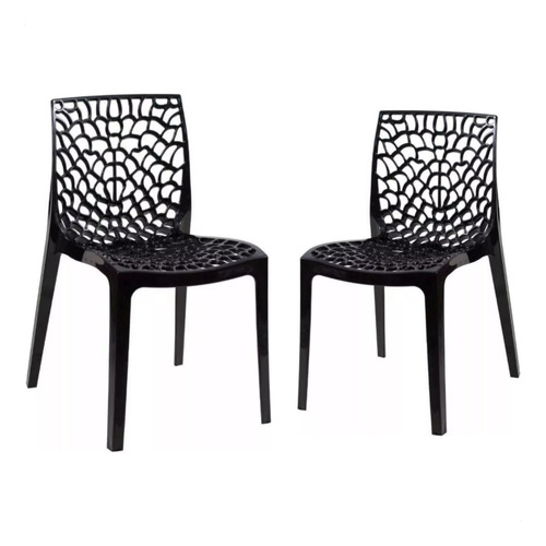 Kit 8 Cadeiras De Jantar Gruvyer Design Moderno Empilhavel Estrutura da cadeira Preto
