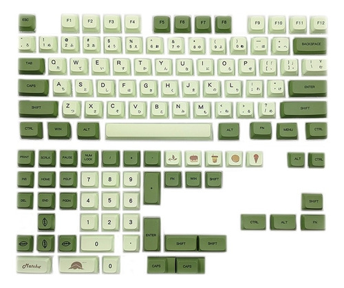 Matcha Keycaps 125 Teclas Pbt Xda Keycaps Sublimación De Tin