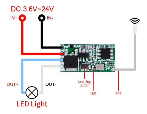 Mini Interruptor De Control Remoto Inalámbrico Rf 433mhz 12v