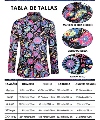 Disfraz De Discoteca Los 70 Para Hombre 1970s Camisa Floral