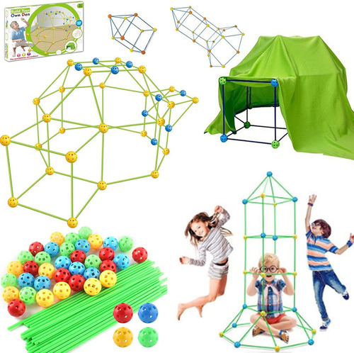 155pcs De Construção De Barraca Infantil Resistente Diy 3d