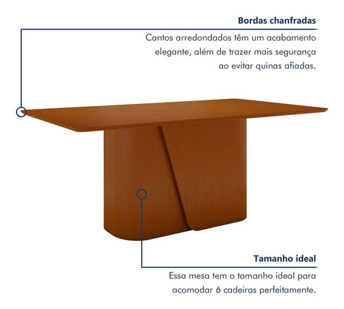 Mesa De Jantar Retangular 78x170x90cmtampo Mdf Wt