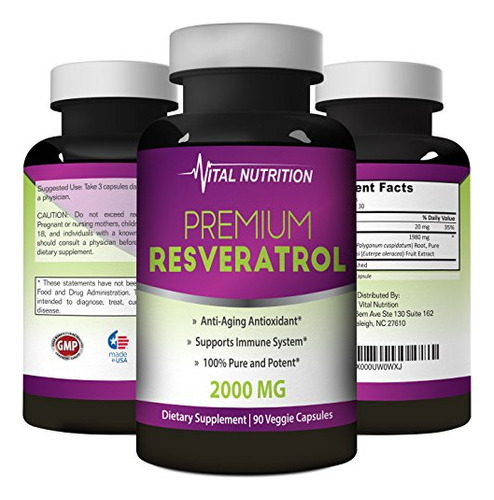 Resveratrol Puro Mas Fuerte Y Eficaz Vital Nutrition 90 Cap
