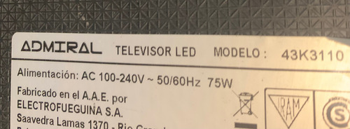 Tira Leds Admiral 43k3110 , Precio Por Cada Tira De 4 Leds (Usado)