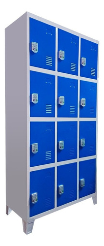 Guarda Bulto Locker Prontometal 12 Puertas Cerradura Digital Color Gris-azul