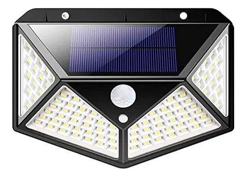 Lámpara solar de 100 LED con sensor de movimiento, color negro