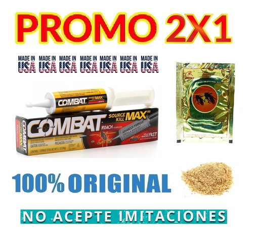 Kit Mata Chiripas Cucarachas Promo 2x1 Combat + Polvo Dorado