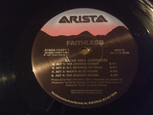Faithless Salva Mea Remixes Vinilo Usa 1997 *sólo Disco 1!* (Usado)