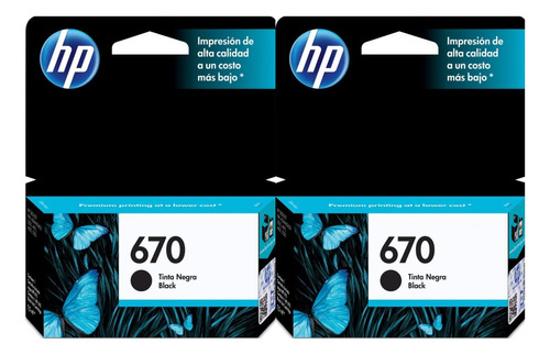 Cartuchos De Tinta Hp 670 Negro Pack X2 Unidades Originales