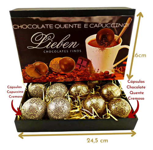 Caixa Mdf De Chocolate E Capuccino Cremoso Para Presentear