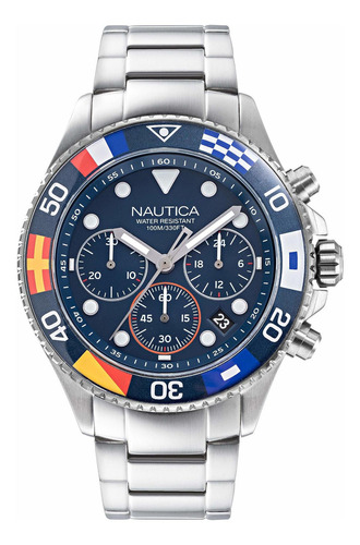 Reloj Hombre Nautica Napwpf909 Cuarzo Pulso Plateado En